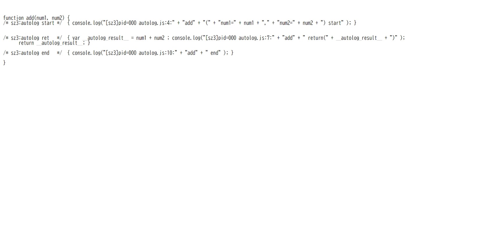 autoLogInsert 出力例